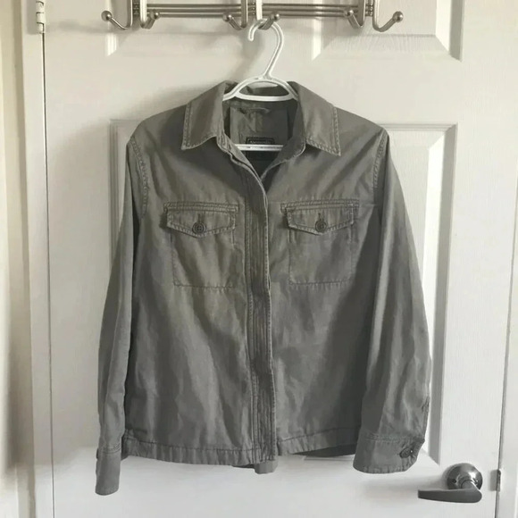 Abercrombie & Fitch Olive Military Utility Jacket Cargo Boho Boxy Loose Fit SZ S - Picture 2 of 8